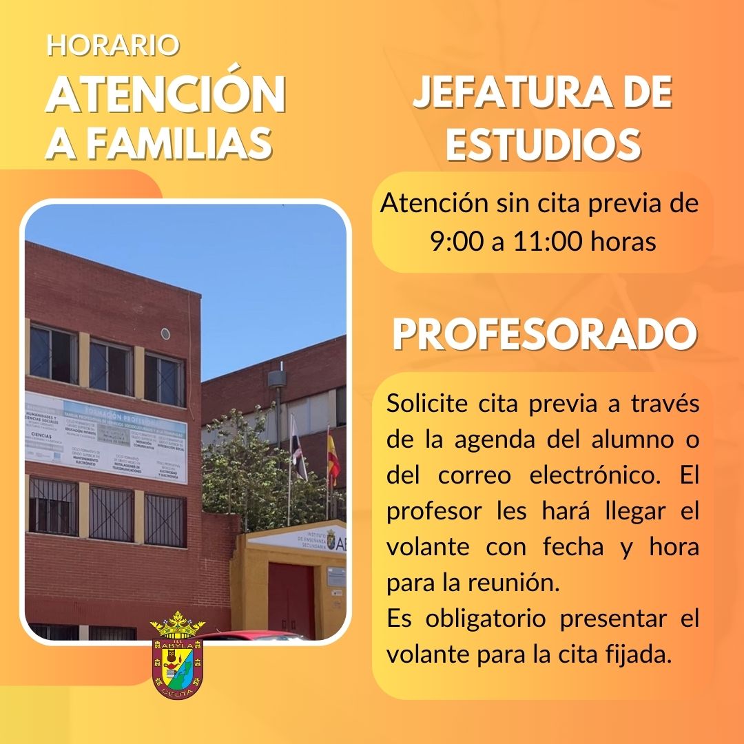 Horario atención familias