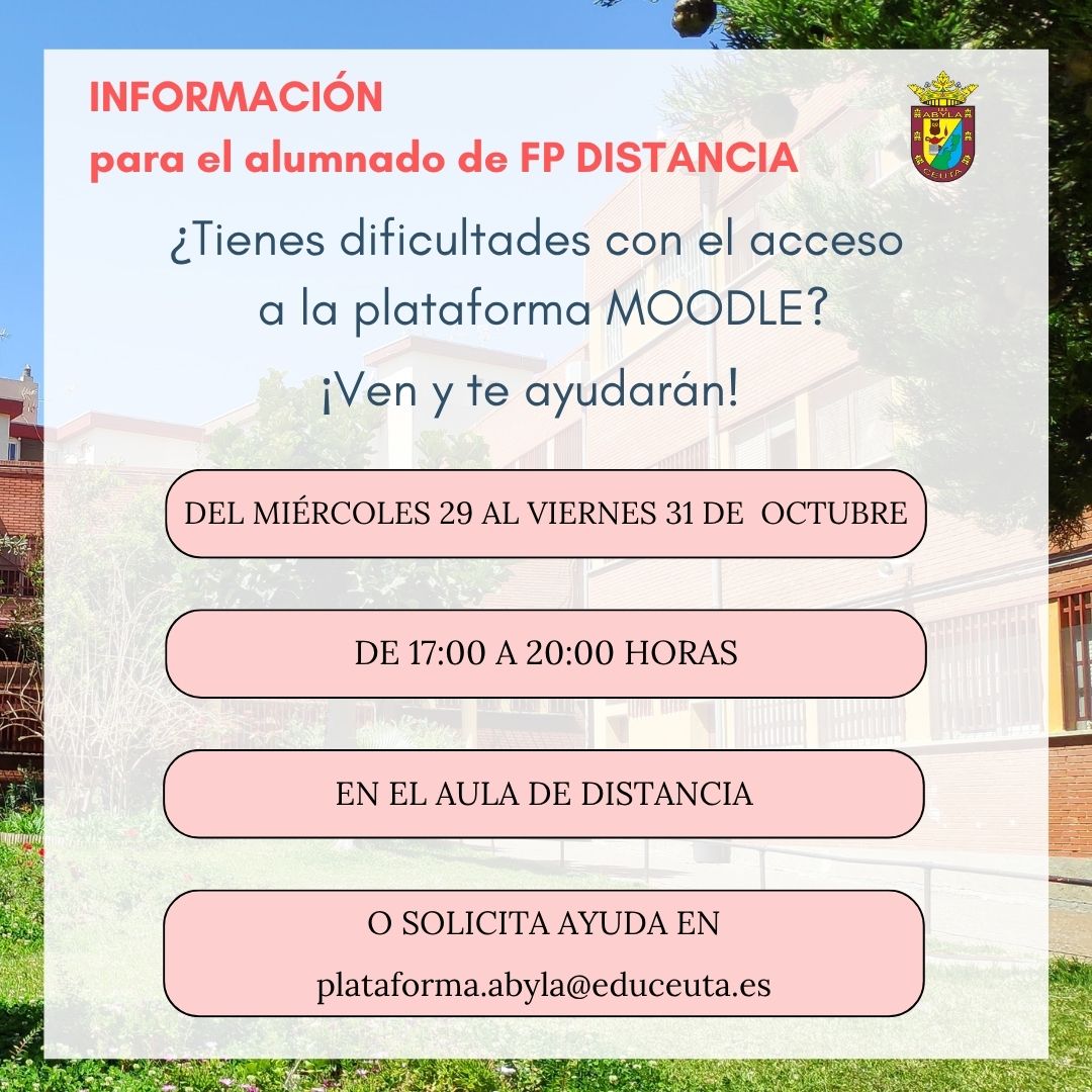 Información alumnado FP Distancia MOODLE