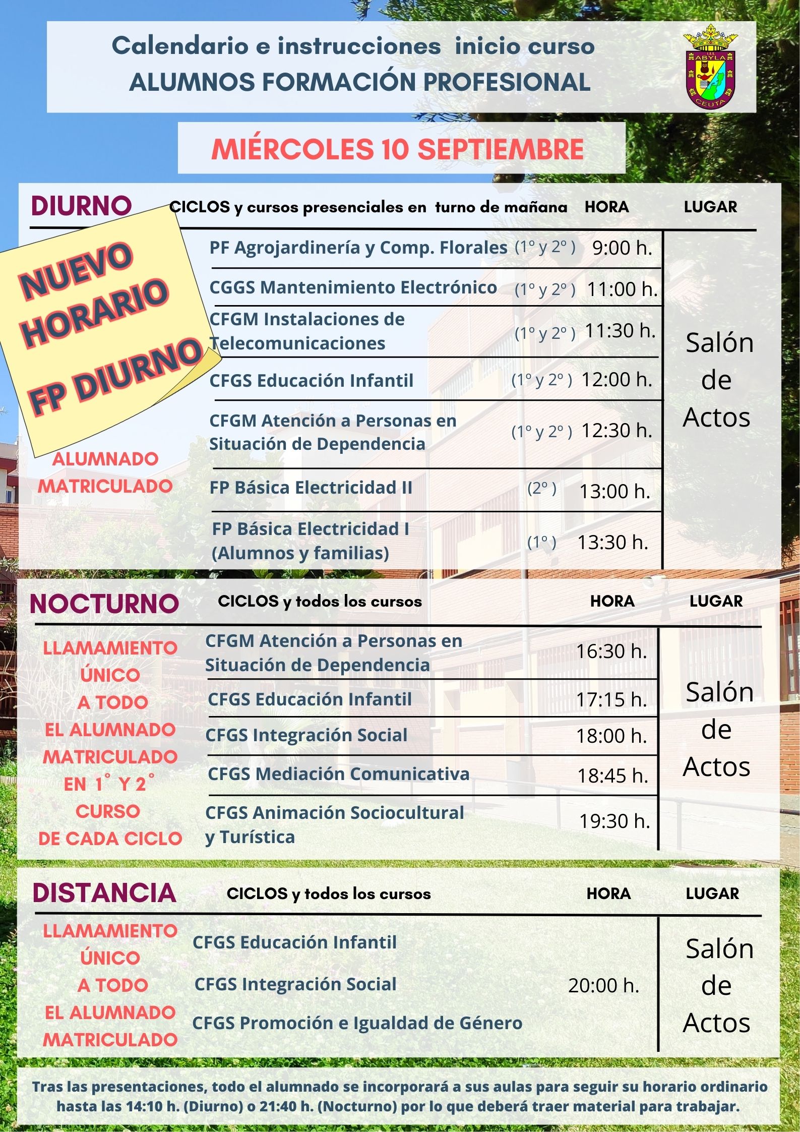  PRESENTACIONES FP 25 26 cambio horario